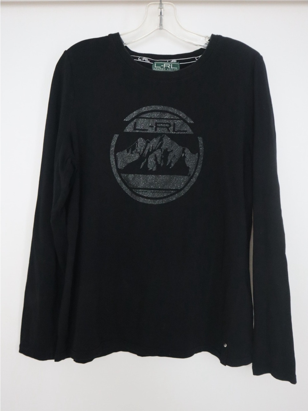 Ralph Lauren Black Tee with Green LRL Active Label